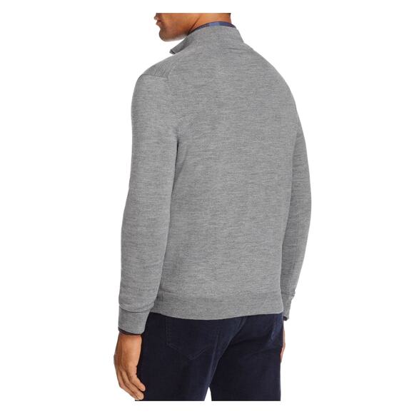 The Men Store Quarter-Zip Merino Wool Mock Neck Sweater Medium Gray Size XL - Picture 3 of 3